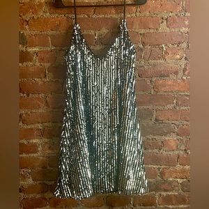Black and silver sequined Boohoo dress size 12.